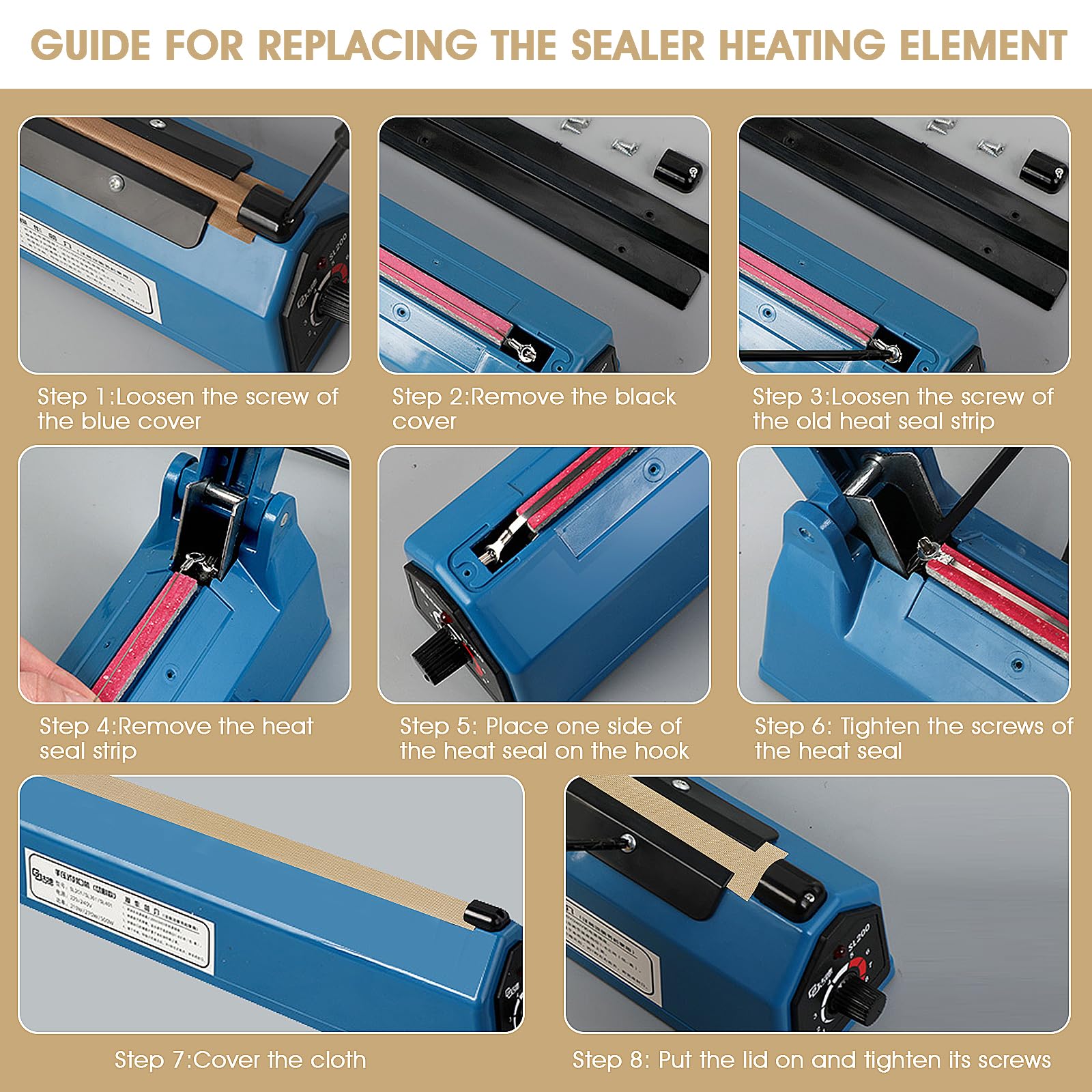 10 Pieces Impulse Sealer Replacement Parts 12 Inch Heat Seal Strips Replacement Element Grip Impulse Sealer Heating Element Serv